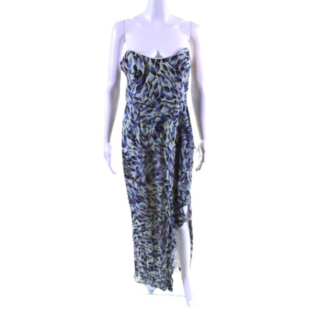 Katie May Baby Cakes Dress Size Medium Blue Leopard Print Ruffle Gown